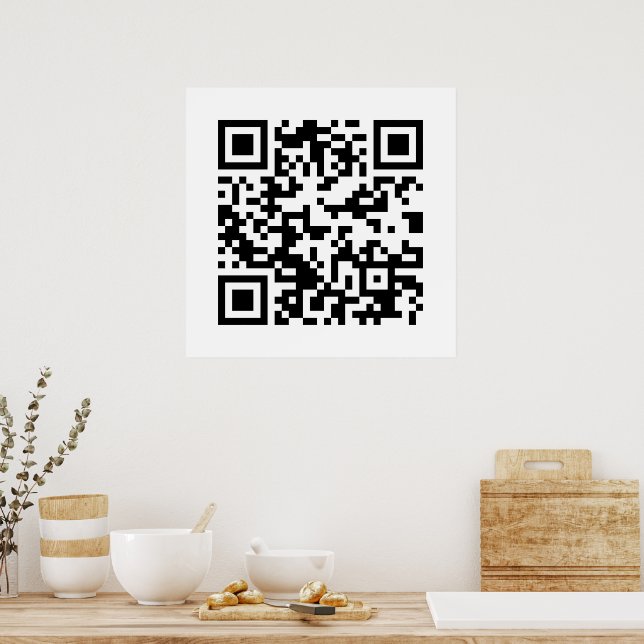 QR Code, Quick Response Code, Black and White Poster (Kitchen)