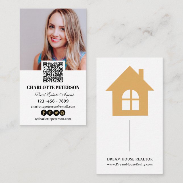 QR Code Real Estate Agent Business Card (Front/Back)