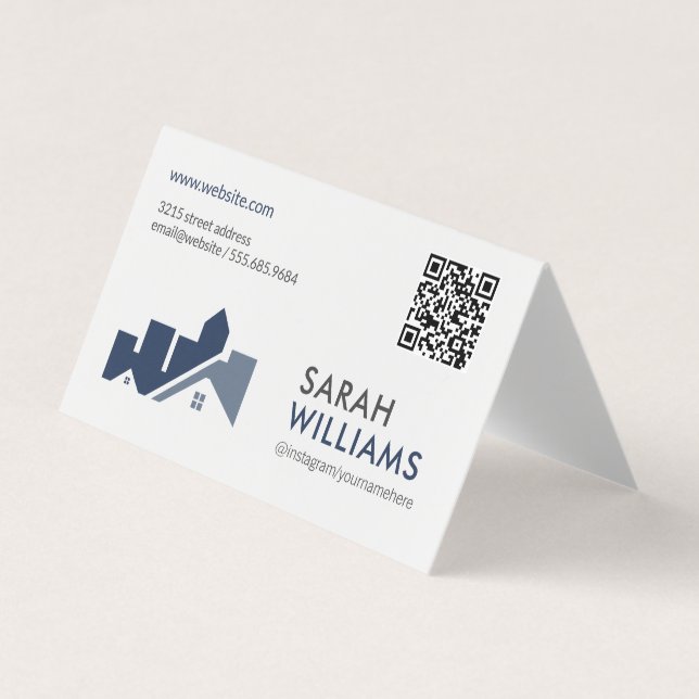 QR Code | Real Estate Home Business Card (Front)