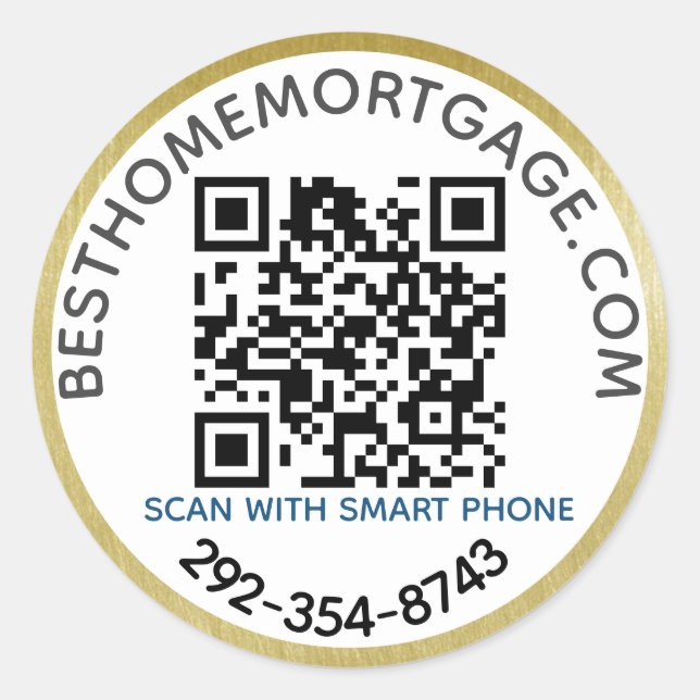 QR Code Realtor Mortgage Company  Classic Round Sticker (Front)