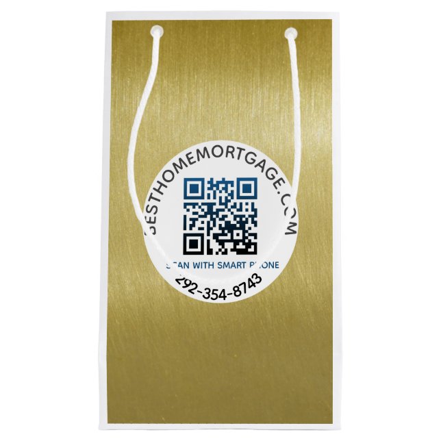 QR Code Realtor Mortgage Company   Small Gift Bag (Front)