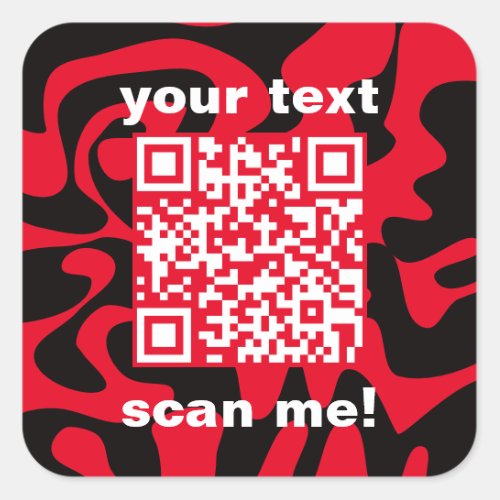 QR Code Red And Black Bright Modern Square Sticker