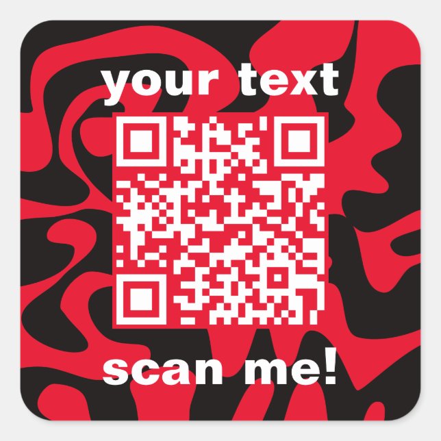 QR Code Red And Black Bright Modern Square Sticker (Front)