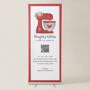 QR Code Red Mixer Bakery Pastry Chef Banner