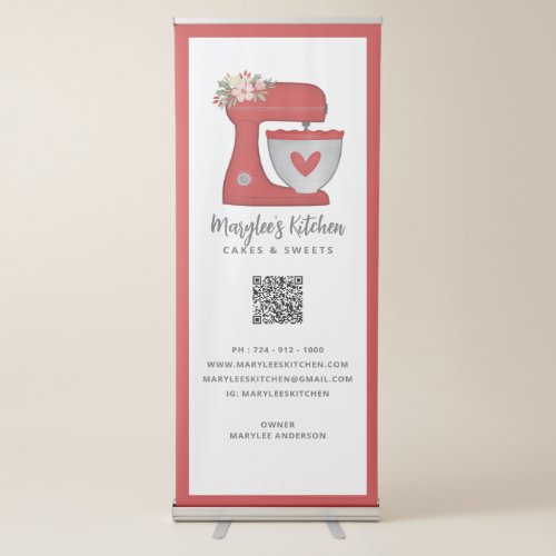 QR Code Red Mixer Bakery Pastry Chef Banner