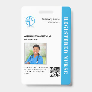 QR Code Registered Nurse Medical Center Photo ID Badge