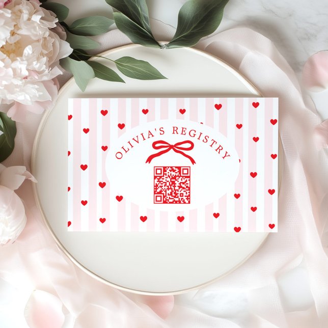 QR Code Registry Valentines Day Hearts Enclosure Card (Creator Uploaded)
