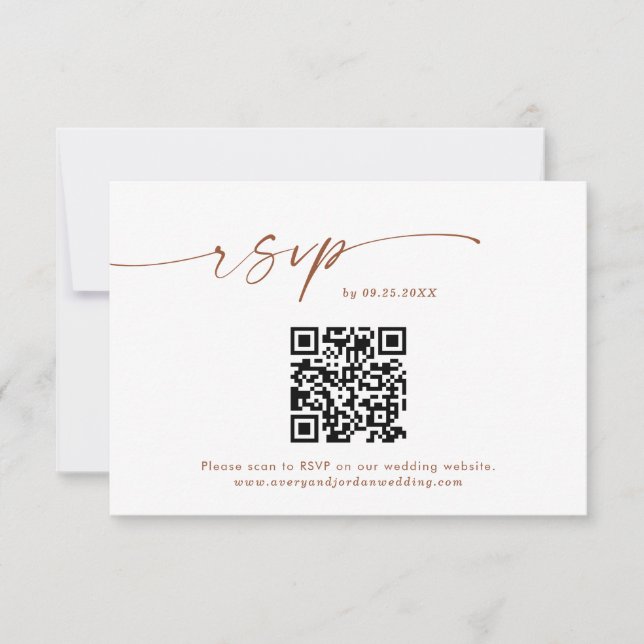 QR Code Response Card Terracotta Boho Wedding RSVP (Front)