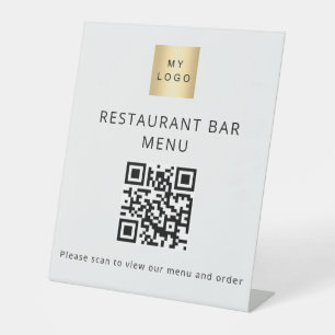 QR code restaurant cafe bar scan menu logo Pedestal Sign