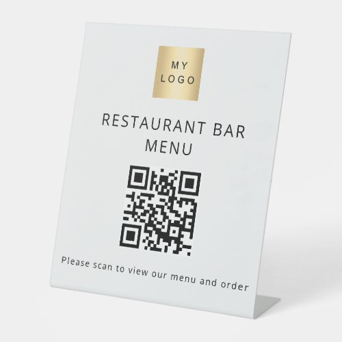 QR code restaurant cafe bar scan menu logo Pedestal Sign