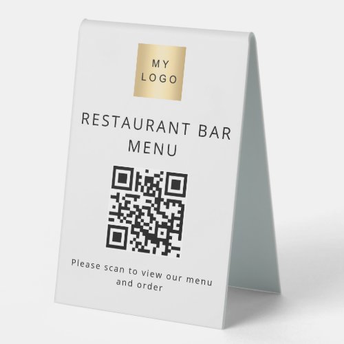QR code restaurant cafe bar scan menu logo Table Tent Sign