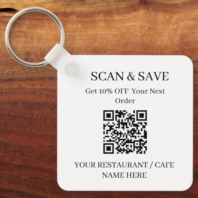 QR Code Restaurant Keychain Scan & Save (Front)