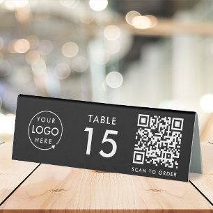 QR Code Restaurant Table Number Scan Order Black Table Tent