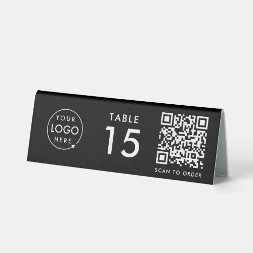 QR Code Restaurant  Table Number Scan Order Black Table Tent Sign