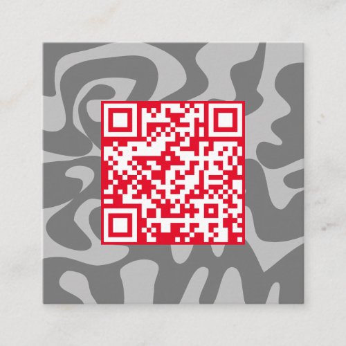 QR Code Retro Groovy Red Gray Squiggles Hello Square Business Card