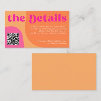 QR Code retro wedding details website RSVP Enclosure Card | Zazzle