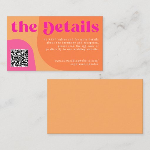 QR Code retro wedding details website RSVP Enclosure Card | Zazzle