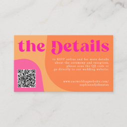 QR Code retro wedding details website RSVP Enclosure Card | Zazzle