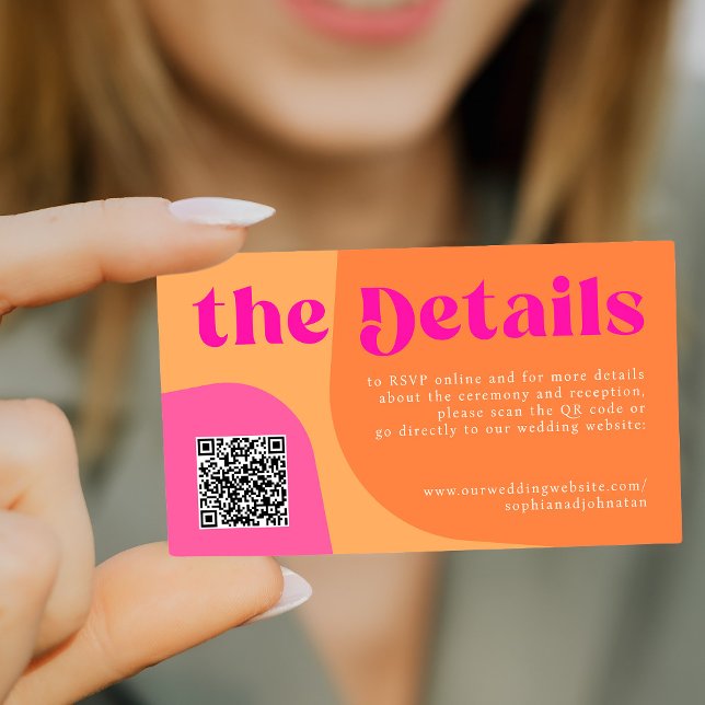 QR Code retro wedding details website RSVP Enclosure Card (Creator Uploaded)