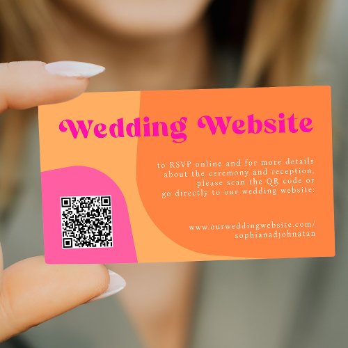 QR Code retro wedding website RSVP details Enclosure Card