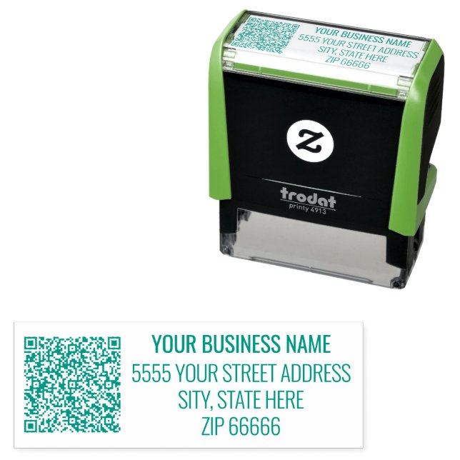 QR Code Return Address Your Name Business Stamp (In Situ)