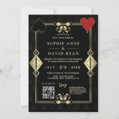 QR Code Roaring 20s Gold Art Deco Wedding  Invitation (Front)