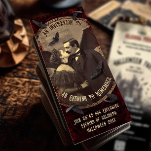 QR Code Romantic Vintage Vampire Dracula Halloween Invitation