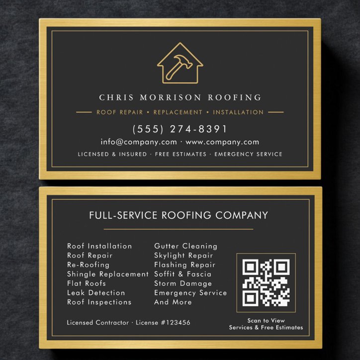 QR Code Roofing Construction Services Business Card
