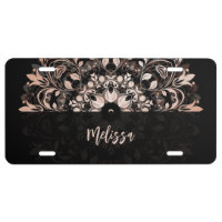 QR Code | Rose Gold Black Floral Mandala