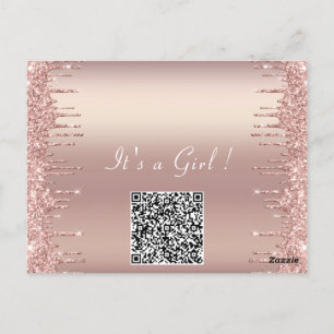 QR Code Rose Gold Blush Baby Girl Shower Invite