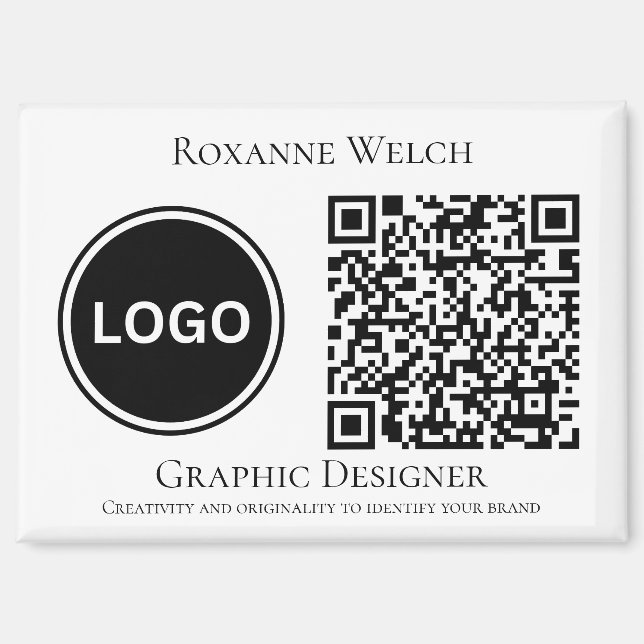 QR code Round Logo Business Company Large Magnet (Front)
