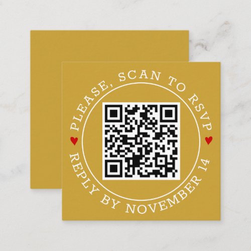 QR code RSVP border modern gold wedding Enclosure Card