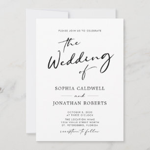 QR Code RSVP Calligraphy Black and White Wedding Invitation