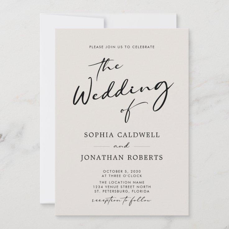 QR Code RSVP Calligraphy Elegant Eggshell Wedding Invitation | Zazzle