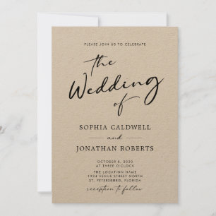 QR Code RSVP Calligraphy Kraft Paper Wedding Invitation