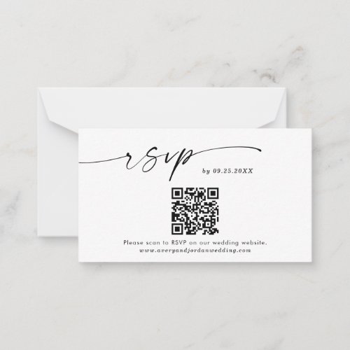QR Code RSVP Card  Modern Minimalist Wedding RSVP