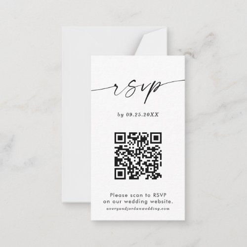 QR Code RSVP Card  Modern Minimalist Wedding RSVP