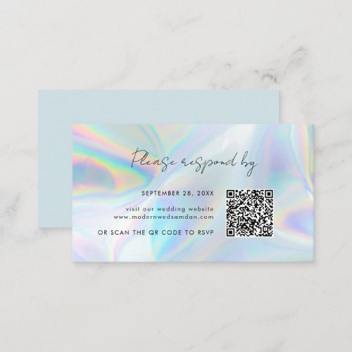 QR Code RSVP Holographic Wedding Enclosure Card