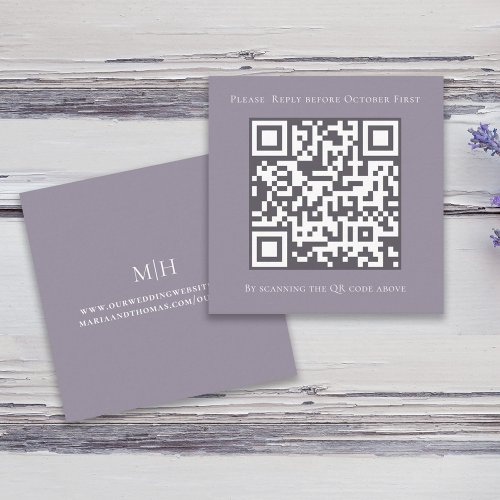 QR Code RSVP Modern Simple Lilac Enclosure Card