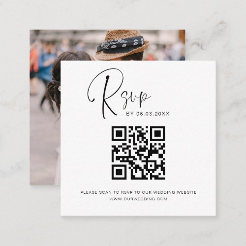 QR Code RSVP Photo Wedding Website Elegant  Enclosure Card