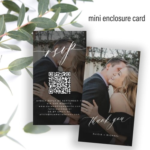 QR code RSVP photo wedding website elegant Enclosure Card