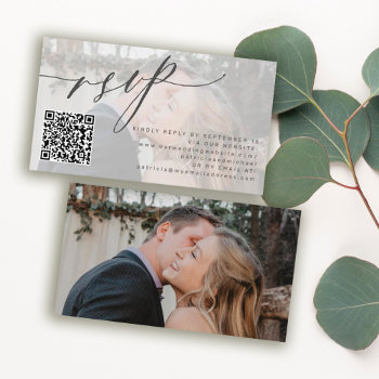Qr Code Rsvp Simple Photo Wedding Website Enclosure Card by invitations_kits at Zazzle