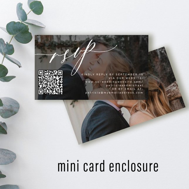 QR code RSVP simple photo wedding website Enclosure Card (Bigger sizes available)