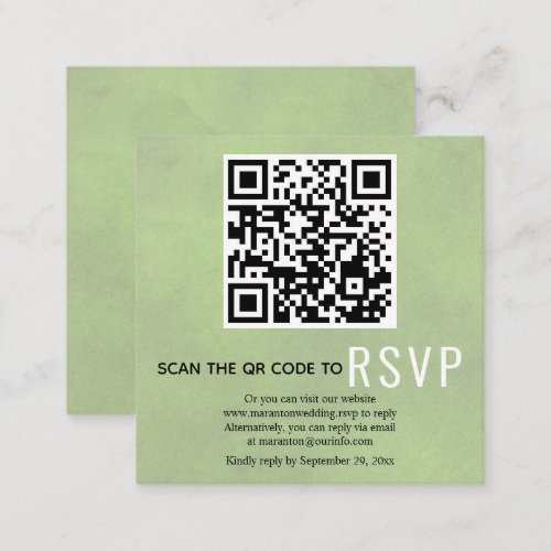 QR code RSVP stained sage green wedding Enclosure 