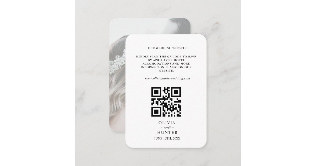 QR Code RSVP Wedding Website Enclosure Card | Zazzle