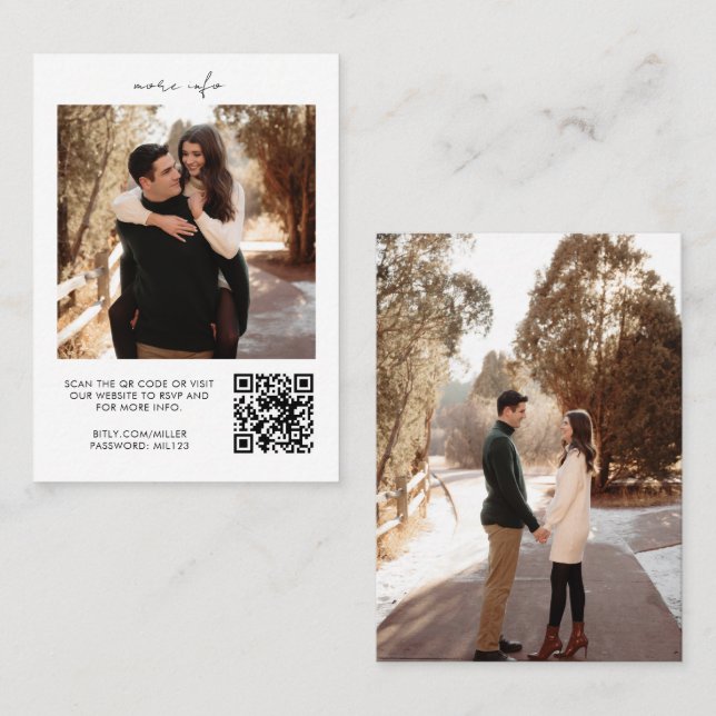 QR Code RSVP Wedding Website Enclosure Card (Front/Back)