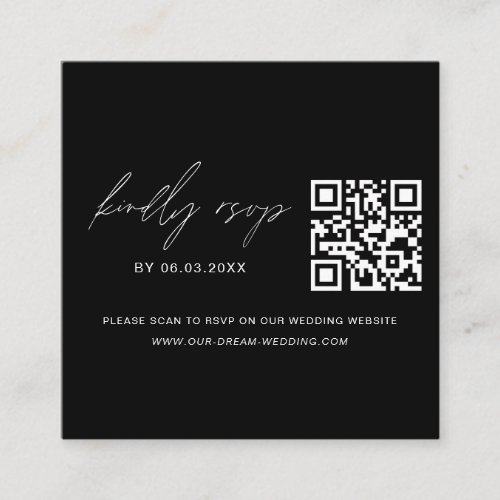 QR Code RSVP Wedding Website Minimalist  Enclosure Card