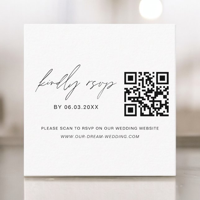 QR Code RSVP Wedding Website Minimalist Enclosure Card (Creator Uploaded)