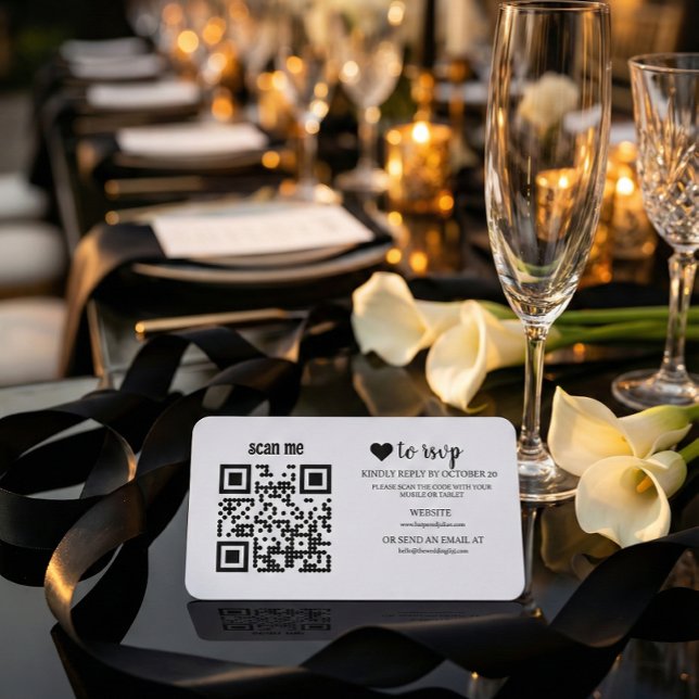 QR Code RSVP Wedding Website Simple Photo Response Enclosure Card (Creator Uploaded)