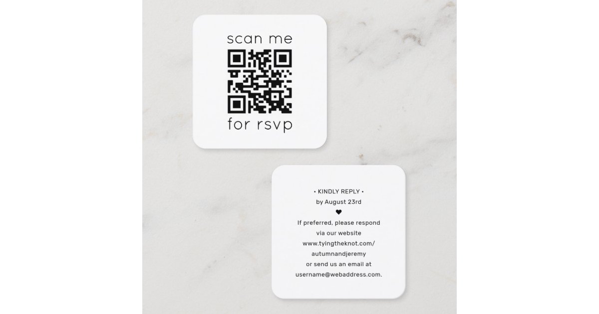 QR Code RSVP Wedding Website Square Enclosure Card | Zazzle.com